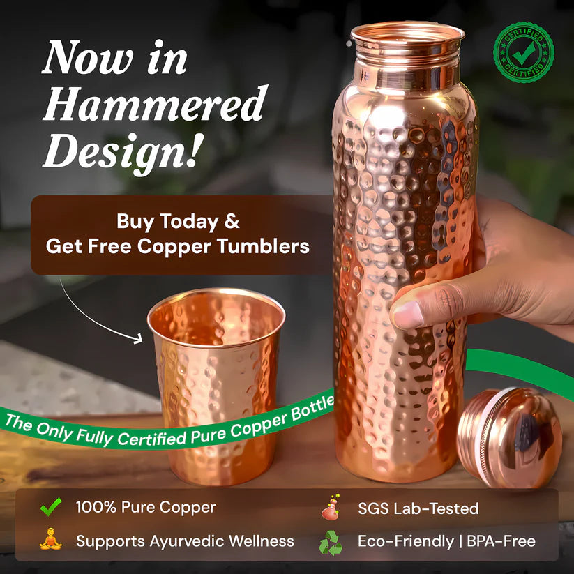 Certified Ayurveda® Pure Copper Water Bottle - 20oz