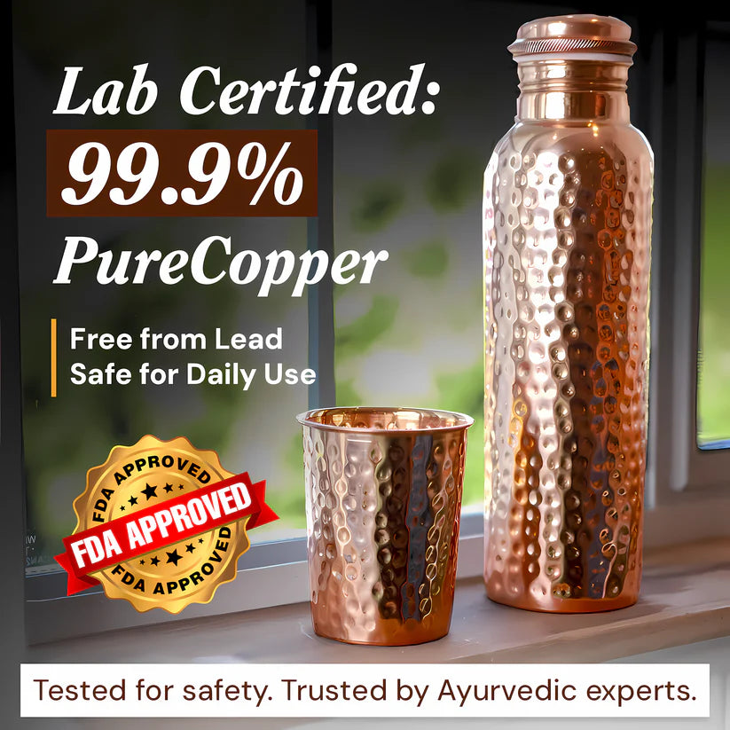 Certified Ayurveda® Pure Copper Water Bottle - 20oz
